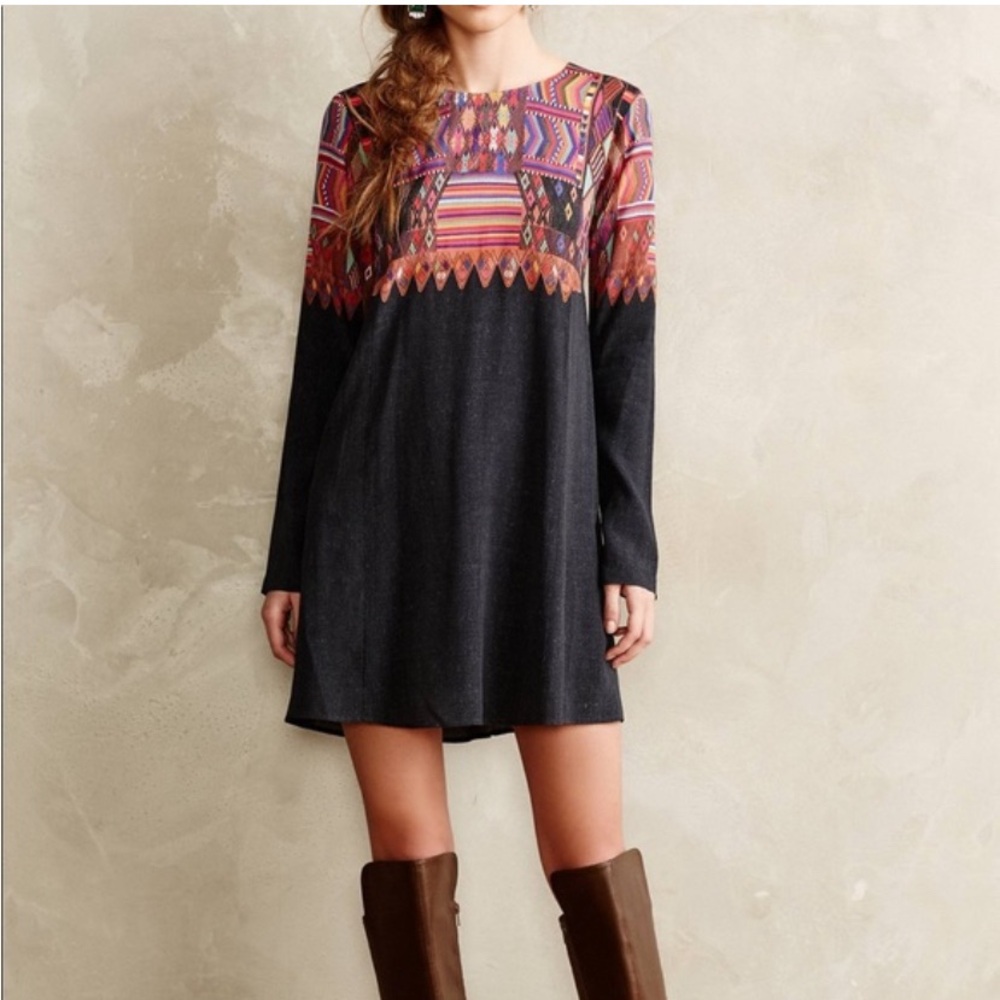 Cynthia Vincent Anthropologie Pattern Tunic Dress